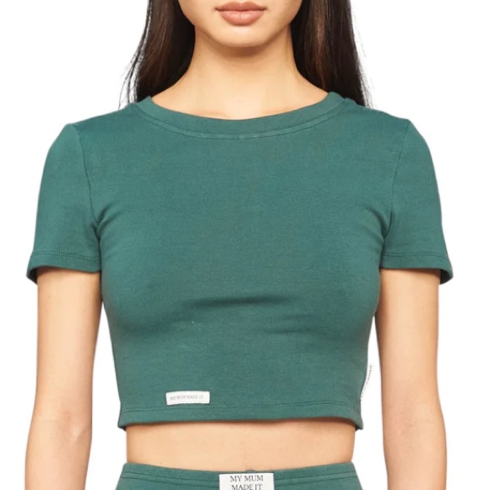 My Mum Made It Staple Crop Tee Green Size S-M